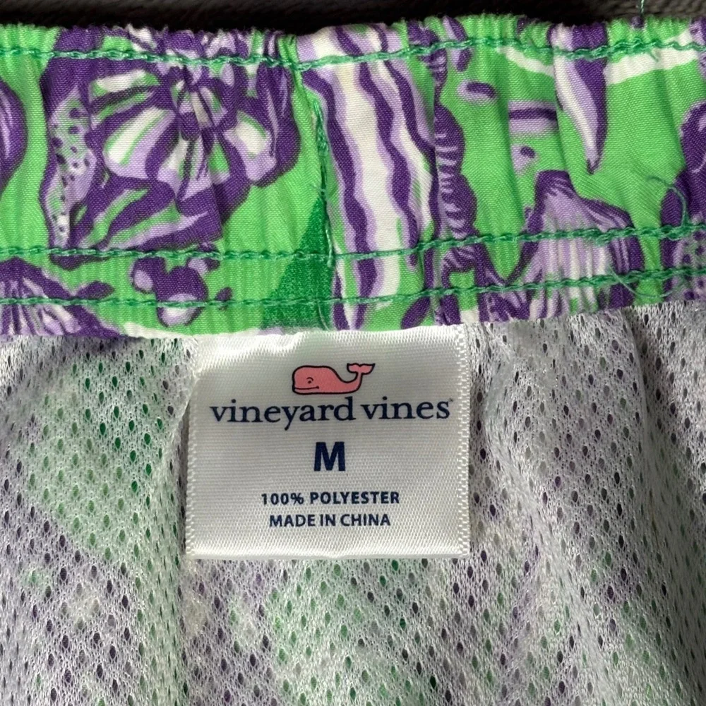 Vineyard Vines Swim Trunks Mens M Green Purple Seahorse Nautical Mesh Lined 6.5